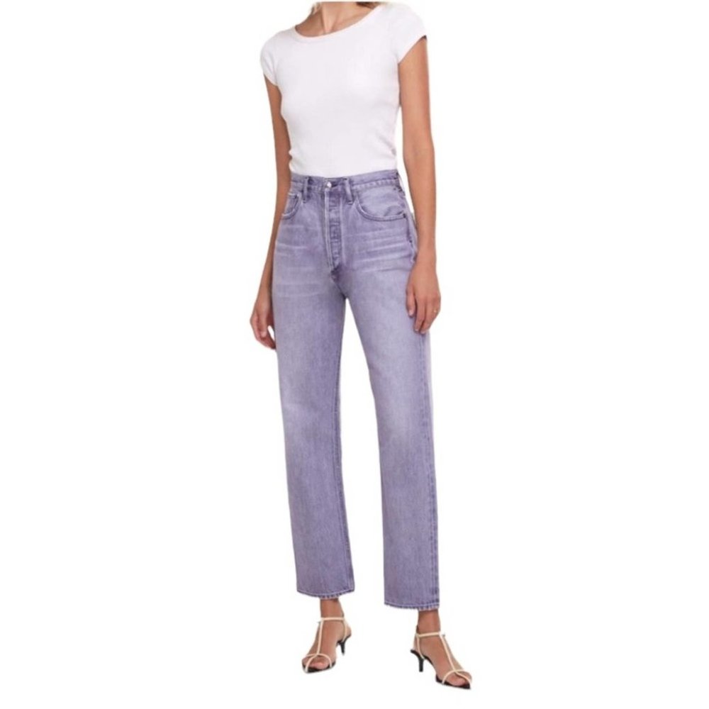 NWT AGOLDE '90s Pinch-Waist Ultra High Rise Straight Jeans Purple Size 29